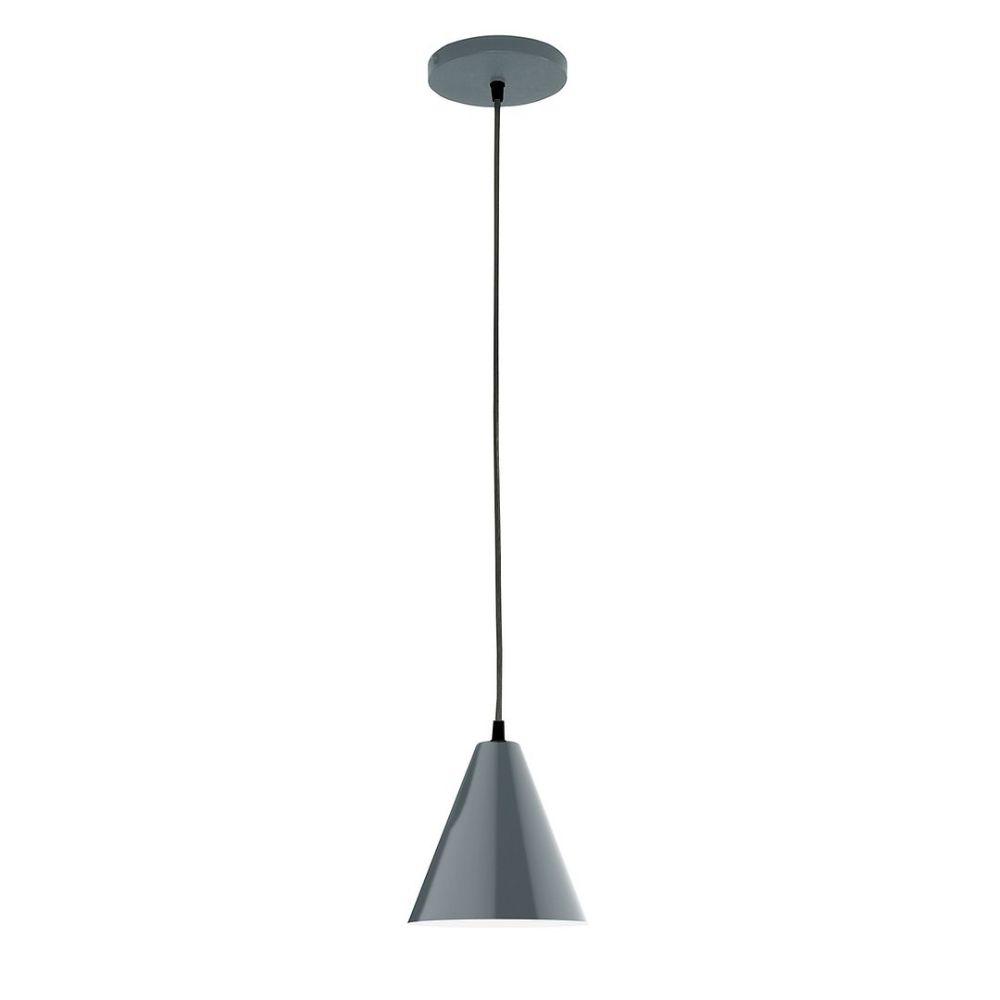 Montclair Lightworks PEB420-40 8" J-Series shade, black cord with canopy, Slate Gray